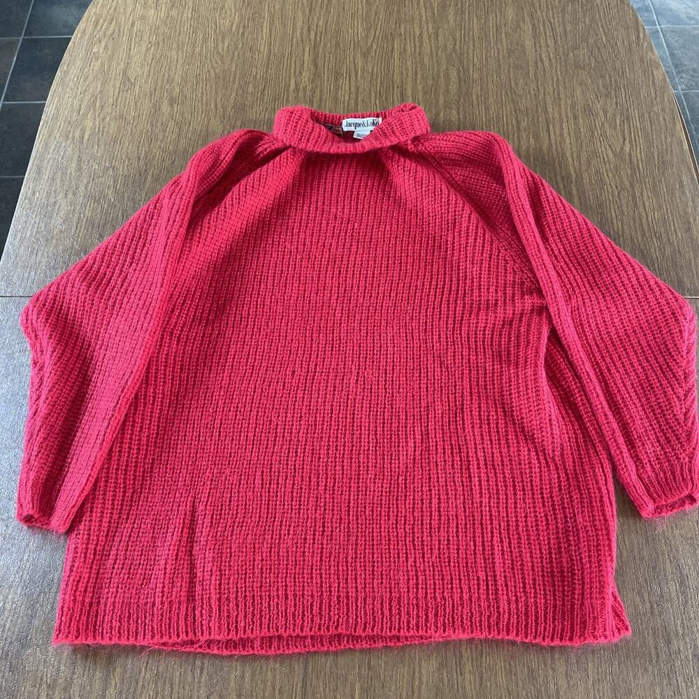 Jacque Koko Roll Neck Mohair Sweater Woman Knit Red Vtg New 22/24